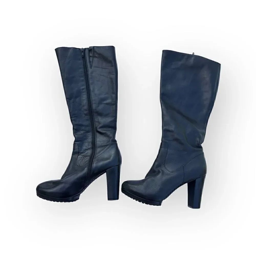 Metoo Decoda1 leather heeled black boots women’s size 8m
